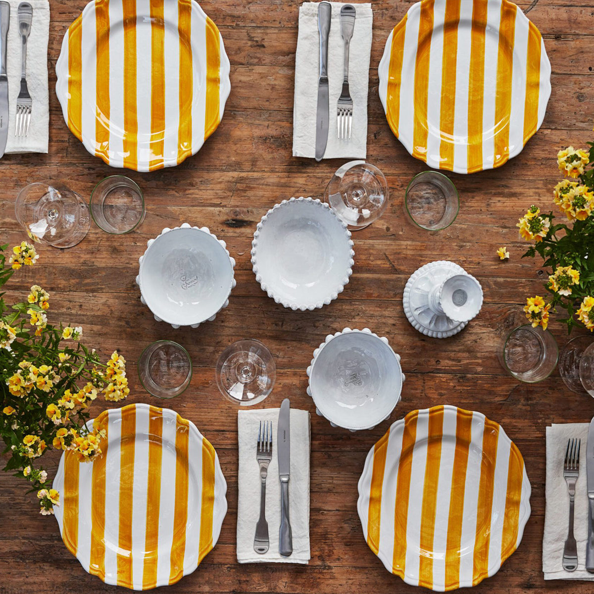 צלחת מנה עיקרית פסים צהובה